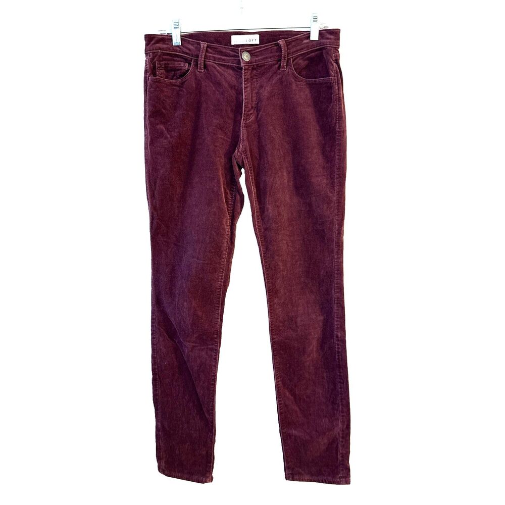 LOFT Made & Loved Modern Skinny Burgundy Corduroy Pants - 27 / 4 *